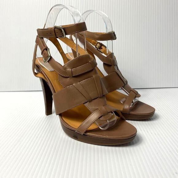 COPY - Women's J. Crew Menara High Heel Strappy Sandals Taupe Brown High Heels … - Picture 2 of 11